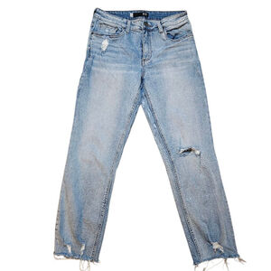 KUT From the Kloth 8 Rachael Mom Jeans Blue High Rise Distressed Frayed Hems